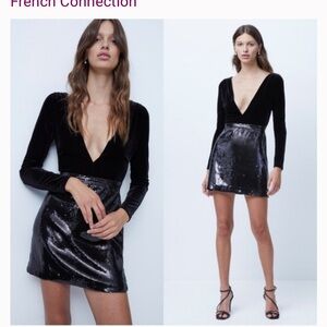 FRENCH CONNECTION CIARA DRESS Black Velvet and Sequin Dress SOLD OUT!